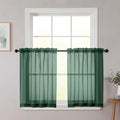 Hunter Green Kitchen Curtains 30 Inch Length Tier 2 PCS, Solid Soft Half by WelvetBLK
