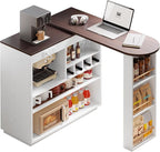 ModernMate Bar Cabinet with Storage 360° Rotating Home Bar Table with Power by ModernMate