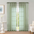 Sheer Curtains 84 Inches Long 2 Panels Set, Sage Green Sheer Curtain by OWENIE