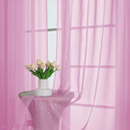 Chyhomenyc Extra Long Pink Sheer Curtains 108 Inches Long 2 Panels, Light - Image 2