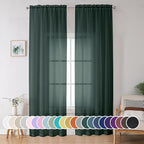 Green Sheer Curtain 96 Inches Long 2 Panels Set by OWENIE