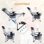 Reclining Camping Chair with Removable Footrest Lounge Chair with Headrest - Image 4