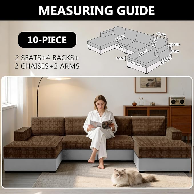 UNBBRRL 10 Pieces Stretch Sofa Cushion Covers - Image 2