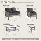 Weaxty Wicker Patio Furniture Set High Back Loveseat Sofa Couch Armchair Coffee - Image 2