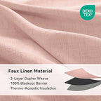 100% Blackout Linen Textured Curtains 90 Inch Long, Blush Pink | 100% Blackout - Image 4