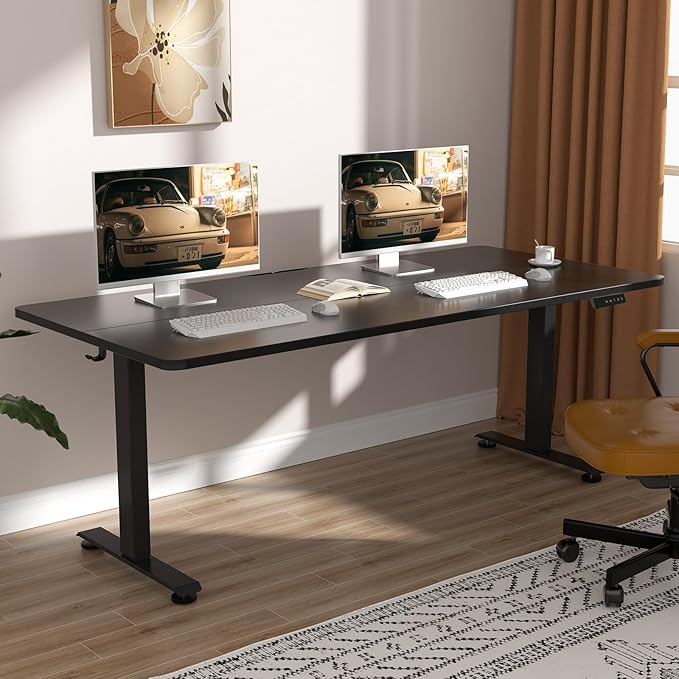 Veken 63x23.6 Inch Large Electric Standing Desk, Heights Adjustable, Sit to by Veken