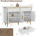 47.2" Buffet Storage Cabinet, Modern Fluted Coffee Bar Station - Image 2