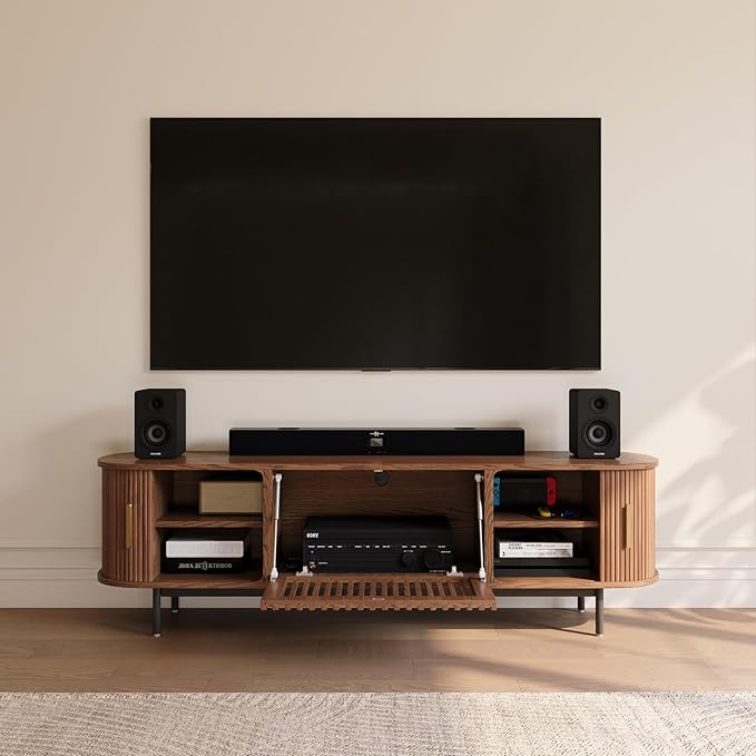 POVISON Fully-Assembled Mid Century Modern TV Stand - Image 2