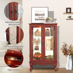 Curio Cabinet With Lighted Tall Leg Glass Door, Antique Display With Mirrored - Image 3