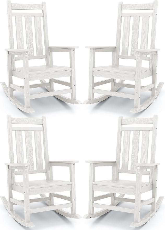 KINGYES Oversized Outdoor Rocking Chair Set of 4, All-Weather Patio Rocking by KINGYES