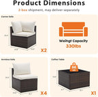 Sweetcrispy 7-Piece Outdoor Patio Sectional Sofa, Modular PE Wicker Outdoor - Image 6