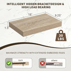Acovy 16 Inch Floating Shelves, 3D Textured Wood Grain, Wooden Shelves - Image 3