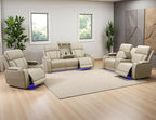 Power Recliner Sofa Set, Living Room Furniture Sets, Leather Reclining Sofa Set - Image 9