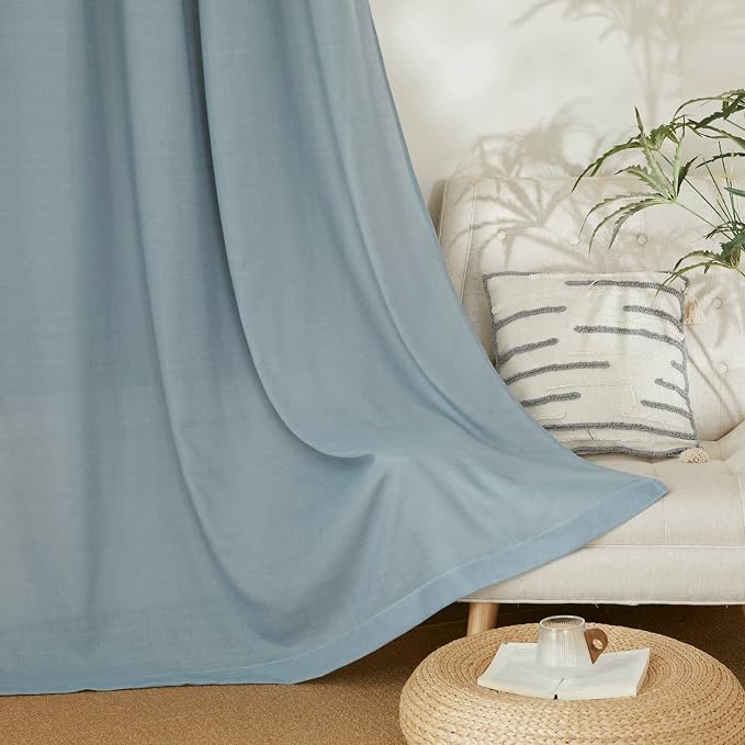NICETOWN Stone Blue Thick Linen Curtains - Image 6