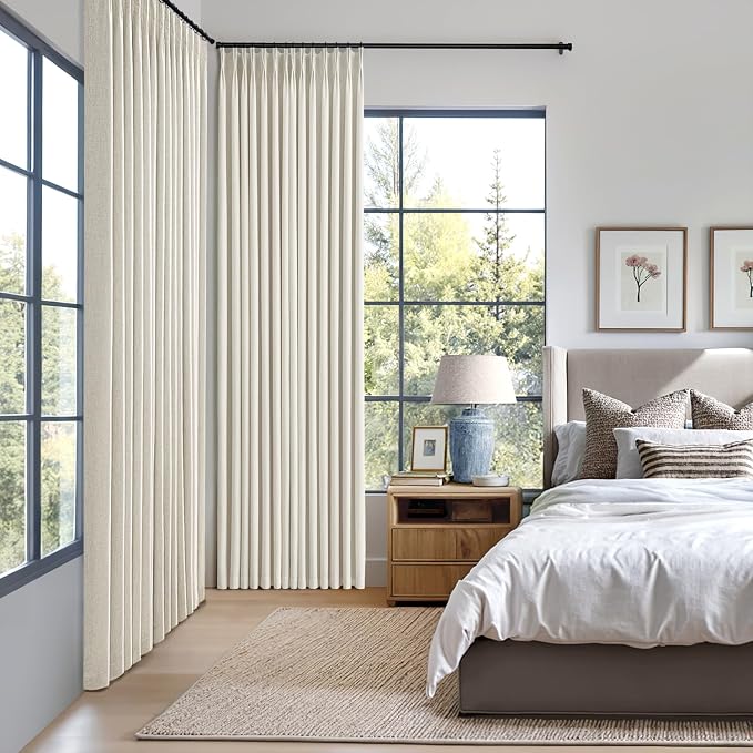 MIULEE Natural Extra Wide Pinch Pleated Blackout Curtains 60x90 Inches | Memory - Image 2