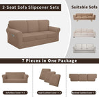 Easy-Going 7 Pieces Stretch Couch Cover Washable Sofa Cover Set - Image 3