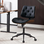 Armless Home Office Chair with Wheels, PU Leather Adjustable Height Computer by BERYTH