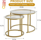 aboxoo Nesting Coffee Table Set of 2, Small Round Glass Nesting Tables - Image 2