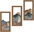 IARTTOP Abstract Mountain Wood Framed Wall Art 8x16 Inch Set of 3 Textured by IARTTOP