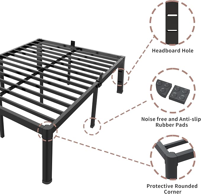 ROIL 12 inch California King Size Bed Frame Metal Platform No Box Spring Needed - Image 6