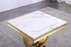 Henf Marble End Table Modern White Faux Marble Sofa Side Table - Image 5