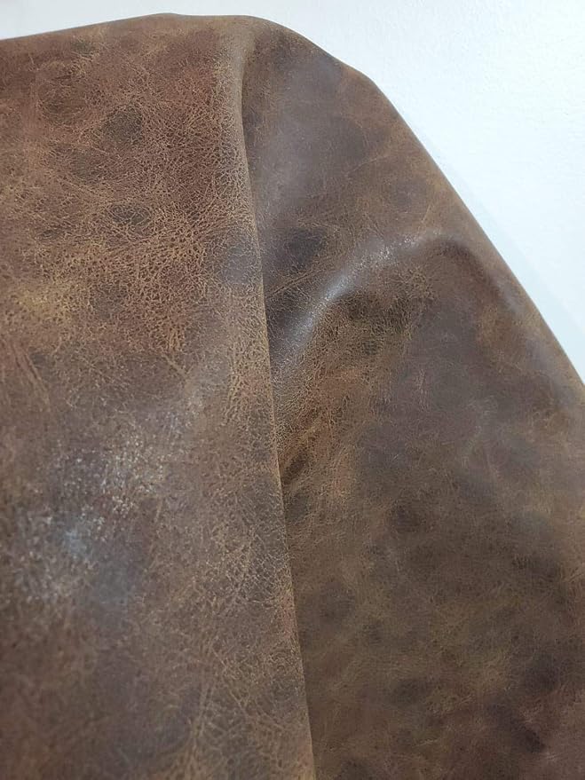NAT Leathers | Brown Distressed Soft Faux Vegan Leather PU | 10 Yards 360" x by NATLeathers
