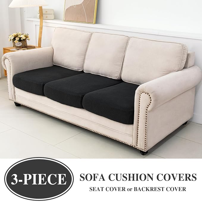 LA MEACK Couch Cushion Covers Seat Cushion Cover Stretch Couch Cover Separate - Image 2