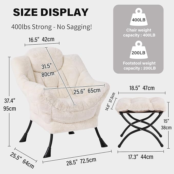 Tiita Lazy Chair with Ottoman, Comfy Leisure Sofa Armchair with Ottoman - Image 2