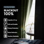 SimpleHome Sage 100% Blackout Curtains Room Darkening Living Room 36 Inch | - Image 3