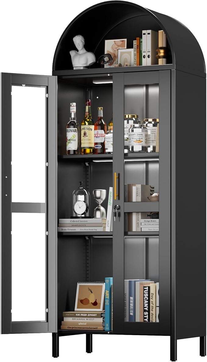 72.83'' Tall Metal Arched Bookcase - Image 5