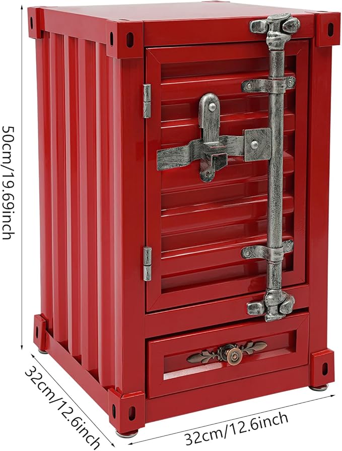 Industrial Metal Shipping Container Cabinet, Iron Side Table - Image 3