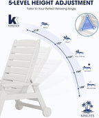 KINGYES HDPE Lounge Chair Outdoor, Patio Chaise Lounge Recliner - Image 3