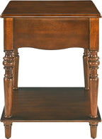End Table with Drawer and Storage Shelf, Solid Wood Sofa Side Table, Square - Image 7