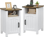 Farmhouse Nightstand with Charging Station, Rustic Bedside Table with Large - Image 7