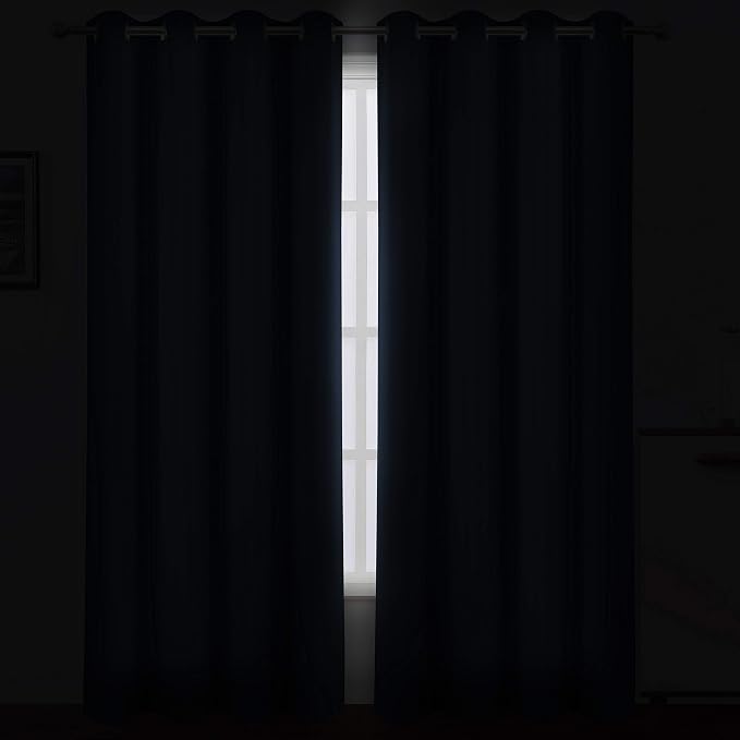 Navy Blue Thermal Blackout Curtains/52 x 95 Inch/Set of 2 Panels Room Darkening - Image 3