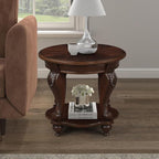 Round End Table for Living Room, Solid Wood Sofa Side Table - Image 2