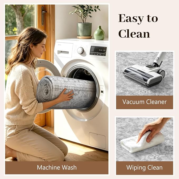 4x6 Ft Area Rugs for Living Room, Soft Non-Slip Machine Washable Rug, Vintage - Image 8