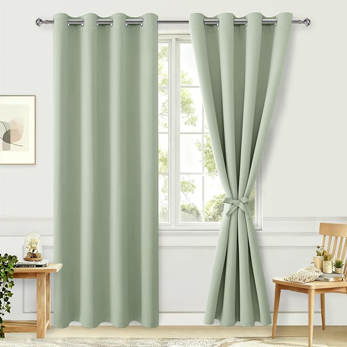 Blackout Curtains for Bedroom, 52 x 96 Inches Long, Seafoam Green | Thermal - Image 8