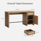 SICOTAS Rattan Home Office Desk, 2 Pieces Farmhouse Boho Executive Desk - Image 2