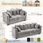2 Pieces Velvet Couch and Loveseat Sets, Mid Century Modern Couch - Image 2