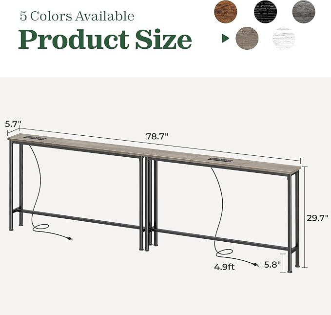 SUPERJARE 78.8 Inch Narrow Console Table - Image 3