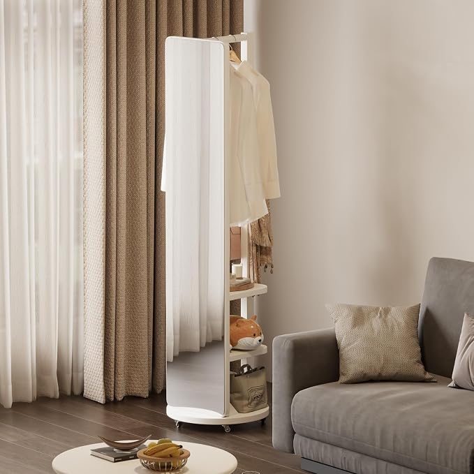 WoodsWhisper Full Length Mirror Coat Rack Solid Wood Floor Mirror 66"x12" Full - Image 9