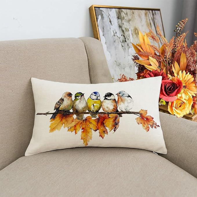 RABUSOFA Fall Pillow Covers 12x20 Inch Bird Autumn Decorations - Image 2