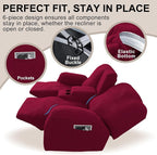 Recliner Loveseat Covers with Console, 6-Piece Stretch Geometric Strokes - Image 4