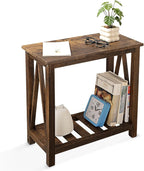 End Side Table with Storage Shelf Rectangle Narrow Nightstand Console Tables by FEUFOAM