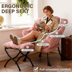 Welnow Lazy Chair with Ottoman, Modern Accent Chair with Armrests and a Side - Image 6