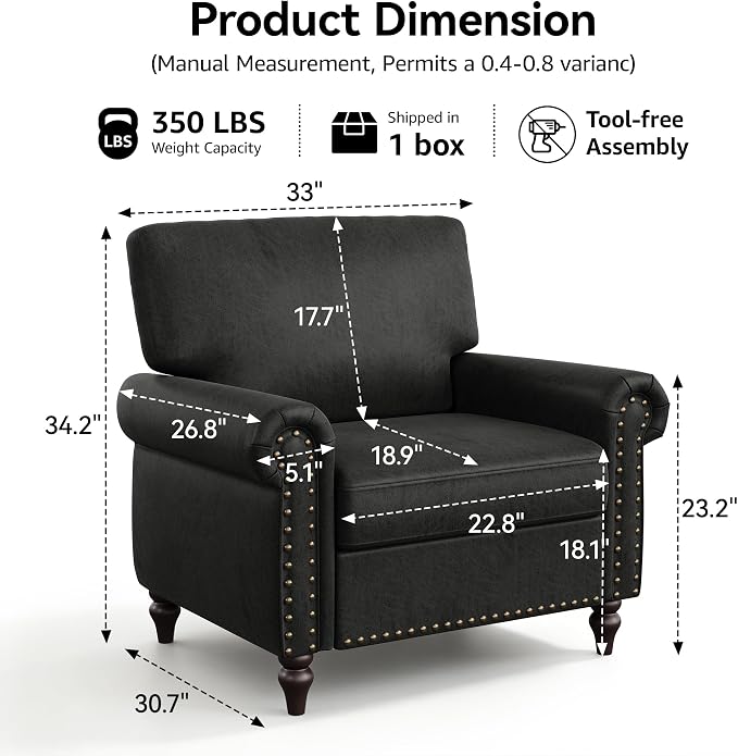 Nailhead Trim Accent Chair, Faux Leahter Mid Century Modern Living Room Arm - Image 9