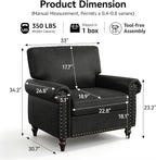 Nailhead Trim Accent Chairs Set of 2, Faux Leahter Mid Century Modern Living - Image 9