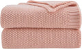CozeCube Pink Seed Stitch Throw Blanket 50"x60", Farmhouse Decor | Blanket by CozeCube