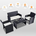 Goplus 4-Piece Rattan Patio Furniture Set, Outdoor Wicker Conversation Sofa - Image 6